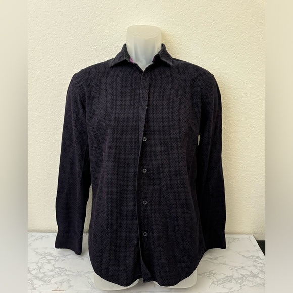Alfani Other - Alfani Mens Platinum Long Sleeve Button Down Shirt Sz S Black Purple Cotton D1​​